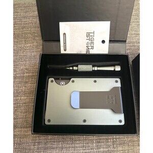 NIB TigerStone Blue Metal Minimalist Wallet RFID & Money Clip Aluminum CC Holder